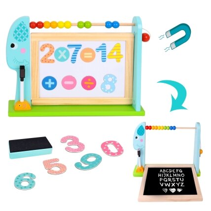 TOOKY TOY Didelė medinė dvipusė magnetinė + kreidinė lenta