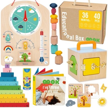 Tooky Toy Edukacinė Montessori dėžutė – dėlionė, skaitliukai, orų lentelė 6in1 nuo 3 metų Tooky Toy Edukacinė Montessori dėžutė – dėlionė, skaitliukai, orų lentelė 6in1 nuo 3 metų