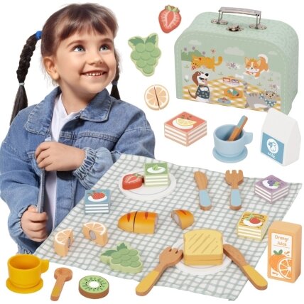 TOOKY TOY Pikniko rinkinys Pjaustomi vaisiai Pusryčių rinkinys