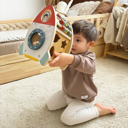 TOOKY TOY Kosminė veiklų raketa – rūšiuoklis, labirintas, medinė 1 TOOKY TOY Kosminė veiklų raketa – rūšiuoklis, labirintas, medinė 1
