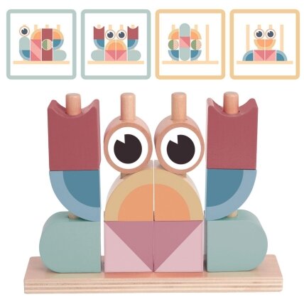 TOOKY TOY Krabas Medinė dėlionė Stulpeliai Kaladėlės Blokai Pastelinė
