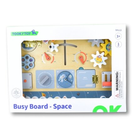 TOOKY TOY Medinė Montessori edukacinė veiklos lenta Astronautas Kosminis laivas 6