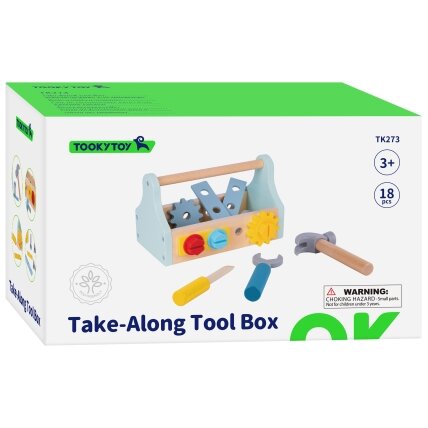 TOOKY TOY Medinė įrankių dėžė Rinkinys 18 vnt. 8