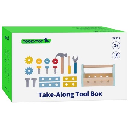 TOOKY TOY Medinė įrankių dėžė Rinkinys 18 vnt. 9