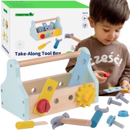 TOOKY TOY Medinė įrankių dėžė Rinkinys 18 vnt. TOOKY TOY Medinė įrankių dėžė Rinkinys 18 vnt.