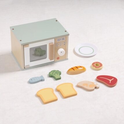 TOOKY TOY Medinė mikrobangų krosnelė maisto produktų rinkinys 4
