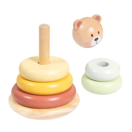TOOKY TOY Medinė sensorinė dėlionė piramidė Meškiukas sensorinis spalvingas žiedų bokštas 3 TOOKY TOY Medinė sensorinė dėlionė piramidė Meškiukas sensorinis spalvingas žiedų bokštas 3