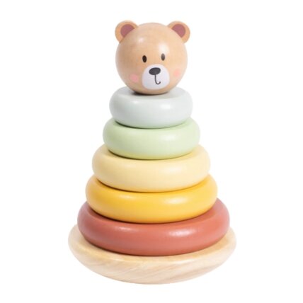 TOOKY TOY Medinė sensorinė dėlionė piramidė Meškiukas sensorinis spalvingas žiedų bokštas 4 TOOKY TOY Medinė sensorinė dėlionė piramidė Meškiukas sensorinis spalvingas žiedų bokštas 4