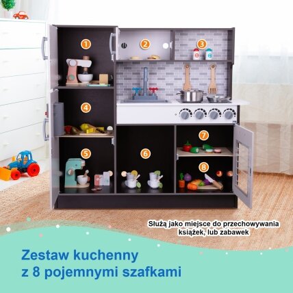 TOOKY TOY Moderni medinė virtuvėlė su priedais 1 TOOKY TOY Moderni medinė virtuvėlė su priedais 1