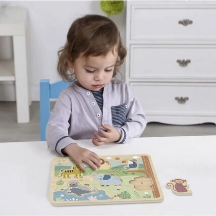 TOOKY TOY Mediniai interaktyvūs gyvūnėlių dėlionės 1 TOOKY TOY Mediniai interaktyvūs gyvūnėlių dėlionės 1
