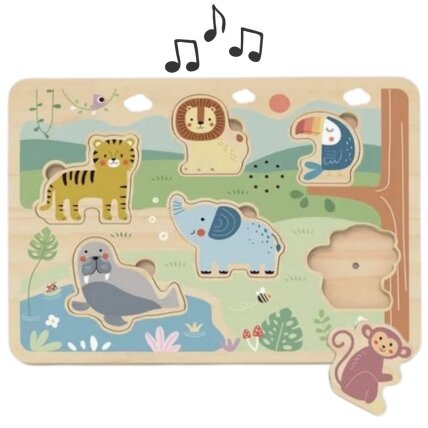TOOKY TOY Mediniai interaktyvūs gyvūnėlių dėlionės 2