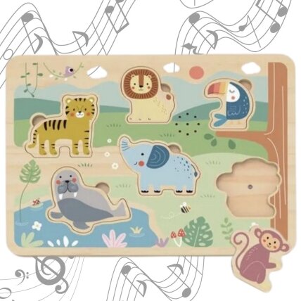TOOKY TOY Mediniai interaktyvūs gyvūnėlių dėlionės TOOKY TOY Mediniai interaktyvūs gyvūnėlių dėlionės