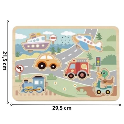 TOOKY TOY Medinė interaktyvi dėlionė Transporto priemonės 4