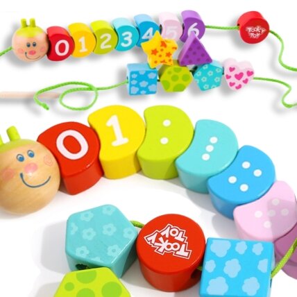 TOOKY TOY Medinės suveriamos kaladėlės Vikšras Skaičiavimo mokymasis 20 vnt.