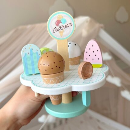 TOOKY TOY Mediniai magnetiniai ledai su stovu 7 TOOKY TOY Mediniai magnetiniai ledai su stovu 7