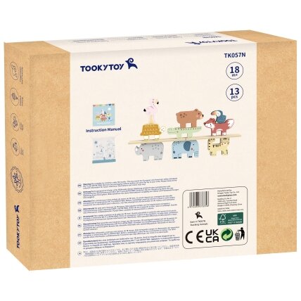 TOOKY TOY Medinės kaladėlės dėlionė Gyvūnėliai Montessori 9 el. 8
