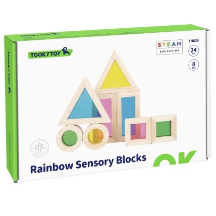 TOOKY TOY Medinės spalvotos kaladėlės su veidrodžiais rinkinys 8 vnt. FSC 8