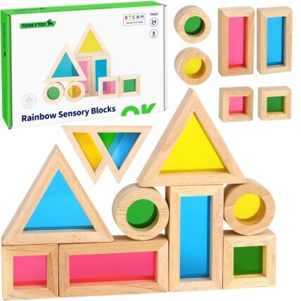 TOOKY TOY Medinės spalvotos kaladėlės su veidrodžiais rinkinys 8 vnt. FSC TOOKY TOY Medinės spalvotos kaladėlės su veidrodžiais rinkinys 8 vnt. FSC