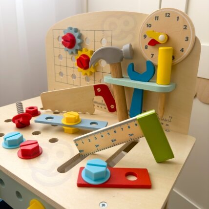 TOOKY TOY Medinis meistravimo stalas dirbtuvės 6