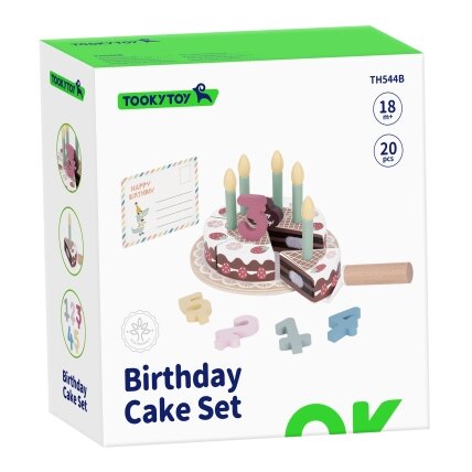 TOOKY TOY Medinis gimtadienio tortas su žvakutėmis ir lipukais 11