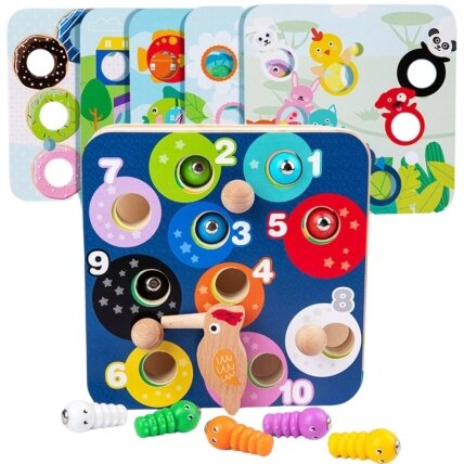 TOOKY TOY Medinis vikrumo žaidimas 2in1 Ištrauk kirmėlytes vaikams 10
