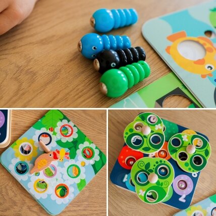 TOOKY TOY Medinis vikrumo žaidimas 2in1 Ištrauk kirmėlytes vaikams 4