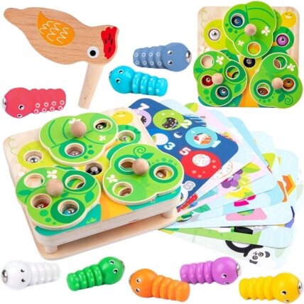 TOOKY TOY Medinis vikrumo žaidimas 2in1 Ištrauk kirmėlytes vaikams