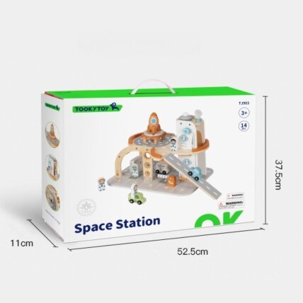 TOOKY TOY Medinis kosminis parkingas – kosminė stotis 15 TOOKY TOY Medinis kosminis parkingas – kosminė stotis 15