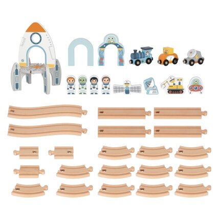 TOOKY TOY Medinis kosminis traukinukas – bėgių rinkinys 10
