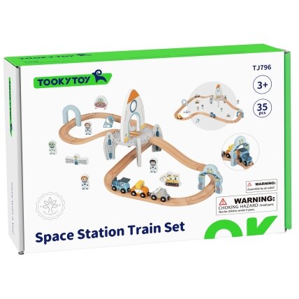 TOOKY TOY Medinis kosminis traukinukas – bėgių rinkinys 11 TOOKY TOY Medinis kosminis traukinukas – bėgių rinkinys 11