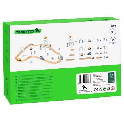 TOOKY TOY Medinis kosminis traukinukas – bėgių rinkinys 12 TOOKY TOY Medinis kosminis traukinukas – bėgių rinkinys 12