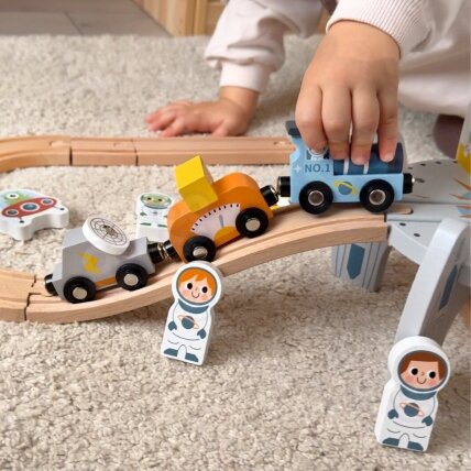 TOOKY TOY Medinis kosminis traukinukas – bėgių rinkinys 2
