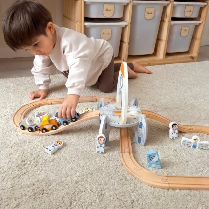 TOOKY TOY Medinis kosminis traukinukas – bėgių rinkinys 3 TOOKY TOY Medinis kosminis traukinukas – bėgių rinkinys 3