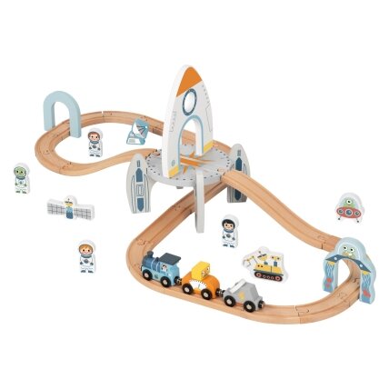 TOOKY TOY Medinis kosminis traukinukas – bėgių rinkinys 7 TOOKY TOY Medinis kosminis traukinukas – bėgių rinkinys 7