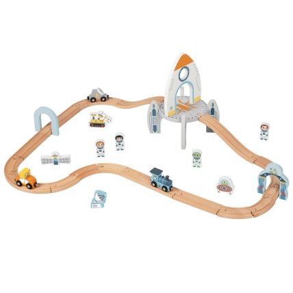 TOOKY TOY Medinis kosminis traukinukas – bėgių rinkinys 9 TOOKY TOY Medinis kosminis traukinukas – bėgių rinkinys 9