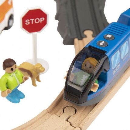 Tooky Toy medinis elektrinis traukinukų rinkinys Gaisrinė su garso efektais 70 vnt. FSC 4 Tooky Toy medinis elektrinis traukinukų rinkinys Gaisrinė su garso efektais 70 vnt. FSC 4