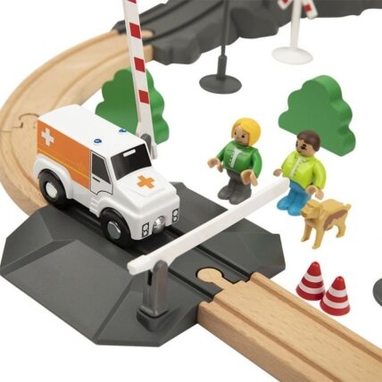 Tooky Toy medinis elektrinis traukinukų rinkinys Gaisrinė su garso efektais 70 vnt. FSC 5 Tooky Toy medinis elektrinis traukinukų rinkinys Gaisrinė su garso efektais 70 vnt. FSC 5