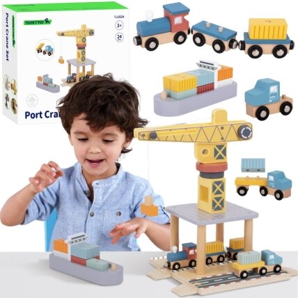 TOOKY TOY Medinis uosto krano rinkinys