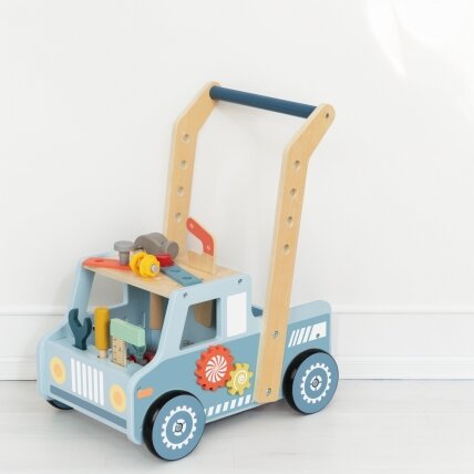 TOOKY TOY Medinė vaikštynė automobiliukas Mini dirbtuvės STEM 6