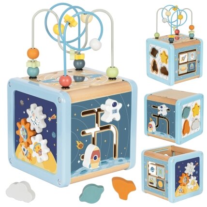 TOOKY TOY Medinė veiklų kubas Kosmosas Rūšiuoklis Labirintas TOOKY TOY Medinė veiklų kubas Kosmosas Rūšiuoklis Labirintas