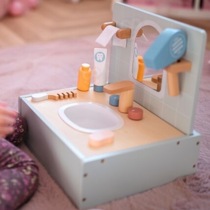 TOOKY TOY Toilet Bathroom Medinis tualeto ir vonios kambario rinkinys su priedais 3 TOOKY TOY Toilet Bathroom Medinis tualeto ir vonios kambario rinkinys su priedais 3