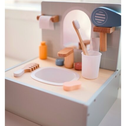 TOOKY TOY Toilet Bathroom Medinis tualeto ir vonios kambario rinkinys su priedais 4