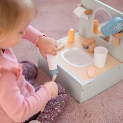 TOOKY TOY Toilet Bathroom Medinis tualeto ir vonios kambario rinkinys su priedais 5 TOOKY TOY Toilet Bathroom Medinis tualeto ir vonios kambario rinkinys su priedais 5