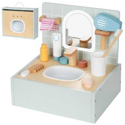 TOOKY TOY Toilet Bathroom Medinis tualeto ir vonios kambario rinkinys su priedais TOOKY TOY Toilet Bathroom Medinis tualeto ir vonios kambario rinkinys su priedais