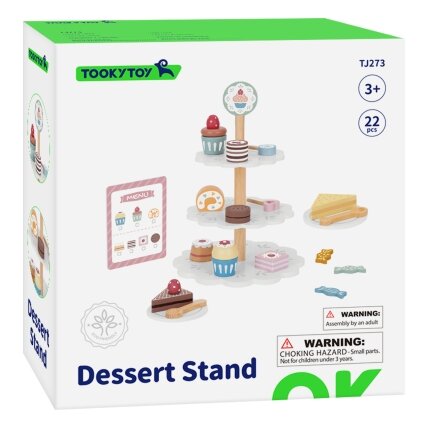 TOOKY TOY Saldumynų stovas medinis padėklas keksiukams ir pyragams 10