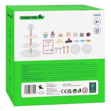 TOOKY TOY Saldumynų stovas medinis padėklas keksiukams ir pyragams 11