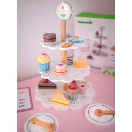 TOOKY TOY Saldumynų stovas medinis padėklas keksiukams ir pyragams 4 TOOKY TOY Saldumynų stovas medinis padėklas keksiukams ir pyragams 4