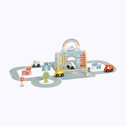 TOOKY TOY Mini miesto rinkinys nešiojamas rinkinys krepšys automobiliai 3 TOOKY TOY Mini miesto rinkinys nešiojamas rinkinys krepšys automobiliai 3