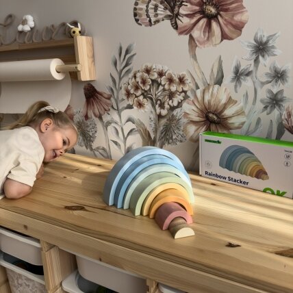 TOOKY TOY Pastelinė dėlionė Medinės Montessori kaladėlės Vaivorykštė 10