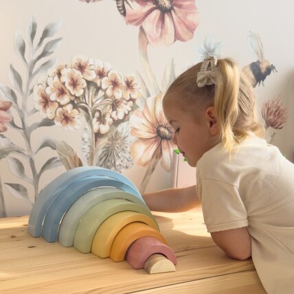 TOOKY TOY Pastelinė dėlionė Medinės Montessori kaladėlės Vaivorykštė 11